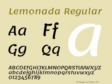 Lemonada Regular Version 4.004 Font Sample