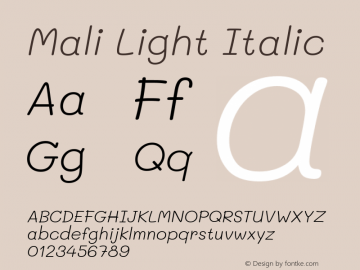 Mali Light Italic Version 1.000; ttfautohint (v1.6)图片样张