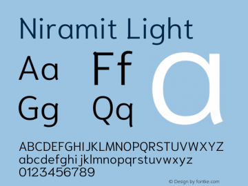 Niramit Light Version 1.001; ttfautohint (v1.6)图片样张