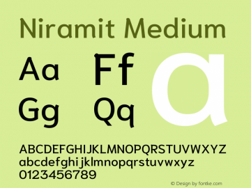 Niramit Medium Version 1.001; ttfautohint (v1.6)图片样张