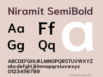 Niramit SemiBold Version 1.001; ttfautohint (v1.6)图片样张
