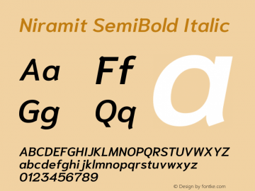 Niramit SemiBold Italic Version 1.001; ttfautohint (v1.6)图片样张