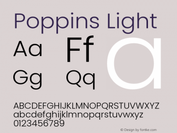 Poppins Light 4.003b8 Font Sample