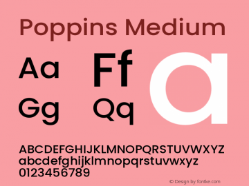 Poppins Medium 4.003b8 Font Sample