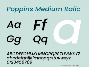 Poppins Medium Italic 4.003b9 Font Sample