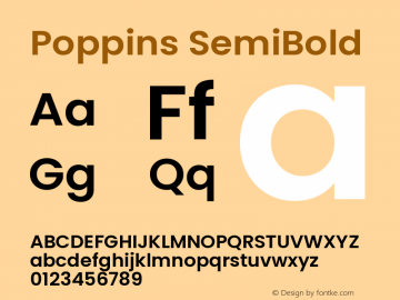 Poppins SemiBold 4.003b8 Font Sample