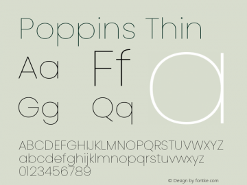 Poppins Thin 4.003b8 Font Sample