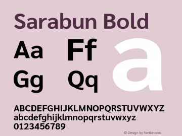 Sarabun Bold Version 1.000; ttfautohint (v1.6) Font Sample