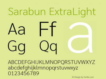 Sarabun ExtraLight Version 1.000; ttfautohint (v1.6) Font Sample
