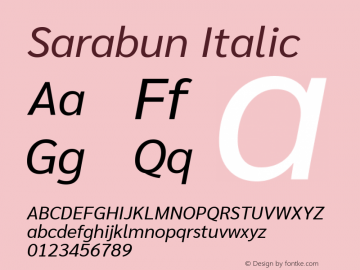 Sarabun Italic Version 1.000; ttfautohint (v1.6) Font Sample
