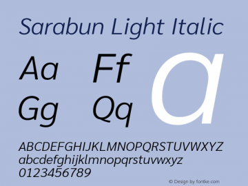 Sarabun Light Italic Version 1.000; ttfautohint (v1.6) Font Sample