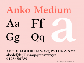 Anko-Medium 1.0;YWFTv17 Font Sample