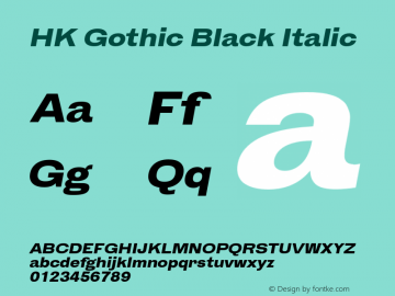 HKGothicBlackItalic Version 1.200;hotconv 1.0.109;makeotfexe 2.5.65596;YWFTv17 Font Sample