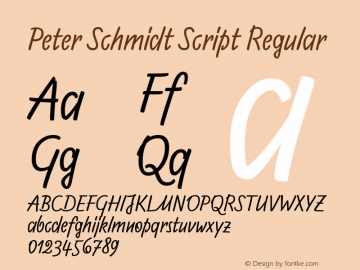 Peter Schmidt Script Version 1.053;PS 1.53;hotconv 1.0.88;makeotf.lib2.5.647800 Font Sample