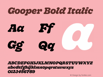 Gooper-BoldItalic Version 0.002;PS 000.002;hotconv 1.0.88;makeotf.lib2.5.64775 Font Sample