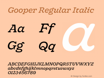 Gooper-RegularItalic Version 0.002;PS 000.002;hotconv 1.0.88;makeotf.lib2.5.64775 Font Sample