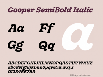 Gooper-SemiBoldItalic Version 0.002;PS 000.002;hotconv 1.0.88;makeotf.lib2.5.64775 Font Sample