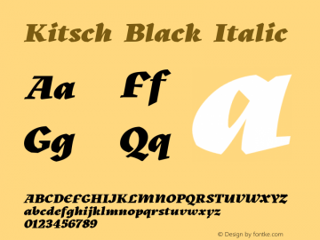 KitschBlackItalic Version 1.000;hotconv 1.0.109;makeotfexe 2.5.65596;YWFTv17图片样张