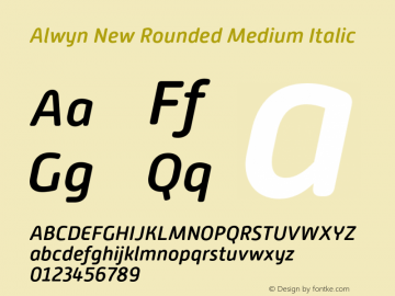 AlwynNewRounded-MediumItalic Version 1.000 Font Sample