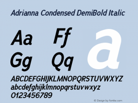 Adrianna Condensed DemiBold Ital Version 2.000 Font Sample