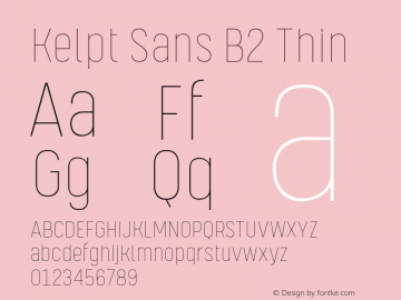 Kelpt Sans B2 Thin Version 1.000;YWFTv17 Font Sample