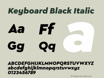 Keyboard Black Italic Version 1.000;hotconv 1.0.109;makeotfexe 2.5.65596 Font Sample