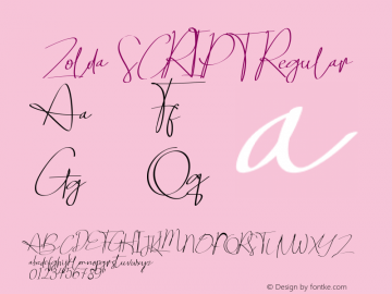 Zolda SCRIPT Version 1.00;April 19, 2019;FontCreator 11.5.0.2427 32-bit图片样张