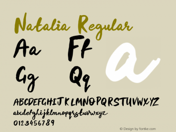 Natalia Regular Version 1.000;PS 001.000;hotconv 1.0.88;makeotf.lib2.5.64775 Font Sample