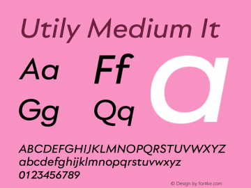 Utily Medium It Version 0.000;hotconv 1.0.109;makeotfexe 2.5.65596 Font Sample