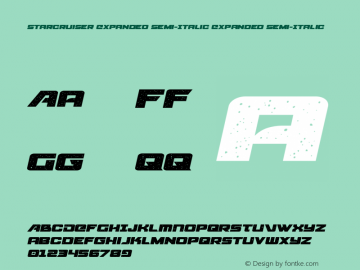 Starcruiser Expanded Semi-Italic Version 1.0; 2019 Font Sample