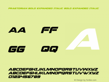 Praetorian Bold Expanded Italic Version 1.1; 2019图片样张