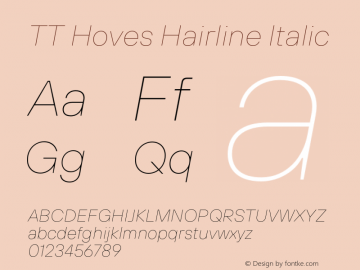 TTHoves-HairlineItalic Version 1.000 Font Sample