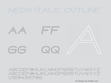 Neon Italic Outline Version 1.000;PS 001.000;hotconv 1.0.88;makeotf.lib2.5.64775 Font Sample