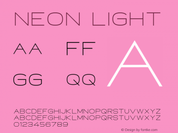 Neon Light Version 1.000 Font Sample