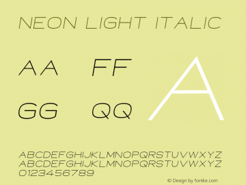 Neon Light Italic Version 1.000 Font Sample