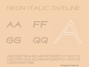 Neon Italic Outline Version 1.000 Font Sample