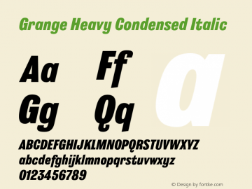 Grange Heavy Condensed Italic Version 1.000;PS 001.000;hotconv 1.0.88;makeotf.lib2.5.64775图片样张