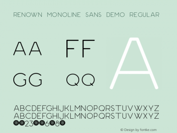 Renown Monoline Sans Demo Version 1.002 June 13, 2019 Font Sample