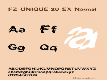 FZ UNIQUE 20 EX Normal 1.000 Font Sample