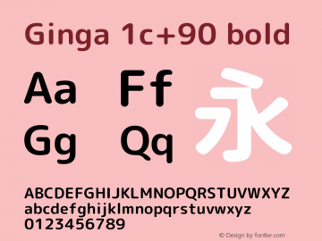 Ginga 1c+90 bold  Font Sample