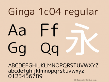 Ginga 1c04 regular  Font Sample