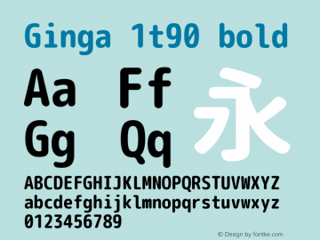 Ginga 1t90 bold  Font Sample