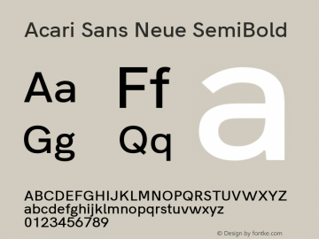 Acari Sans Neue SemiBold Version 1.045;June 16, 2019;FontCreator 11.5.0.2425 64-bit; ttfautohint (v1.8.3)图片样张