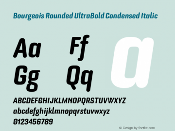 Bourgeois Rounded UltraBold Condensed Italic Version 1.000;PS 001.000;hotconv 1.0.88;makeotf.lib2.5.64775 Font Sample