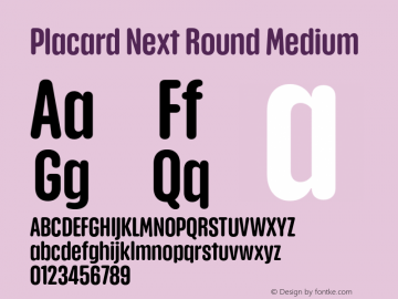 Placard Next Round Medium Version 1.00, build 21, s3 Font Sample
