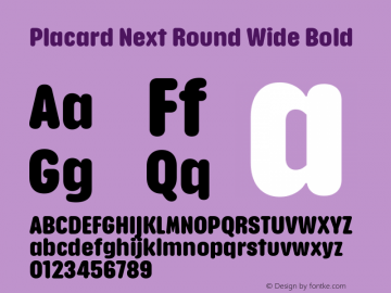 Placard Next Round Wd Bold Version 1.00, build 21, s3 Font Sample