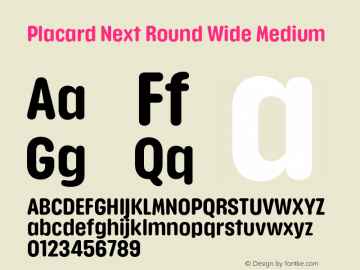 Placard Next Round Wd Medium Version 1.00, build 21, s3 Font Sample