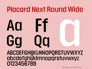 Placard Next Round Wd Version 1.00, build 21, s3 Font Sample