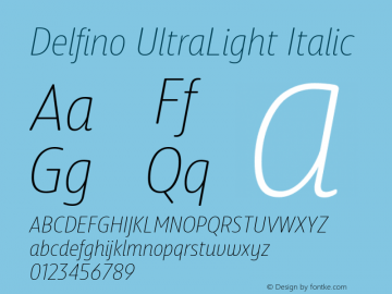 Delfino UltraLight Italic Version 1.000;hotconv 1.0.109;makeotfexe 2.5.65596;YWFTv17图片样张