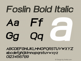 Foslin Bold Italic Version 1.000;PS 001.000;hotconv 1.0.88;makeotf.lib2.5.64775 Font Sample